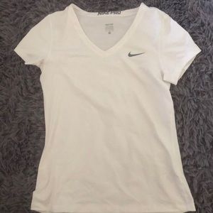 White Nike Athletic V-neck Tee